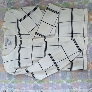 Sweater Dress Top- office attire black/white pattern